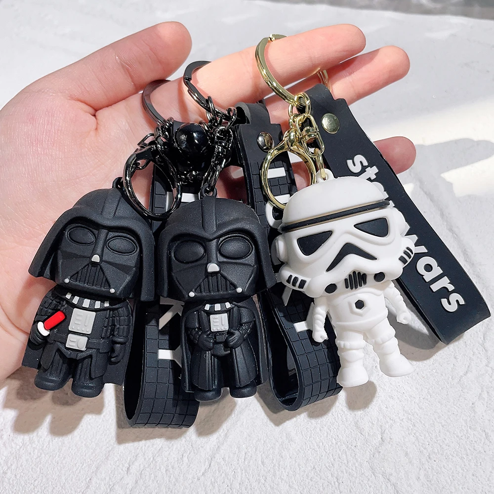 Disney Classic Movie Star Wars Keychain Darth Vader Imperial Stormtrooper Yoda Baby Chewbacca Doll Keyrings Key Holder for Boys