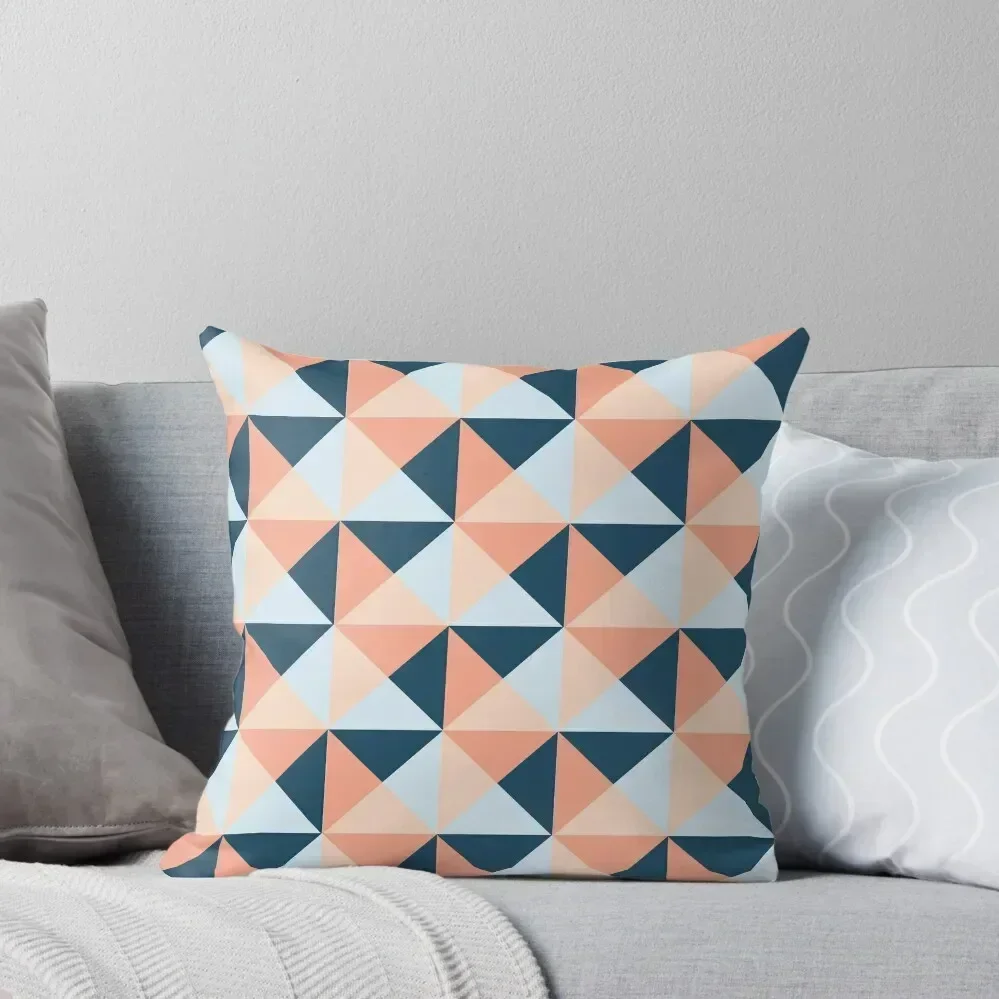 

Coral Blue Peach Triangles Geometric Pattern Throw Pillow Christmas Covers For Cushions luxury throw pillow covers pillow