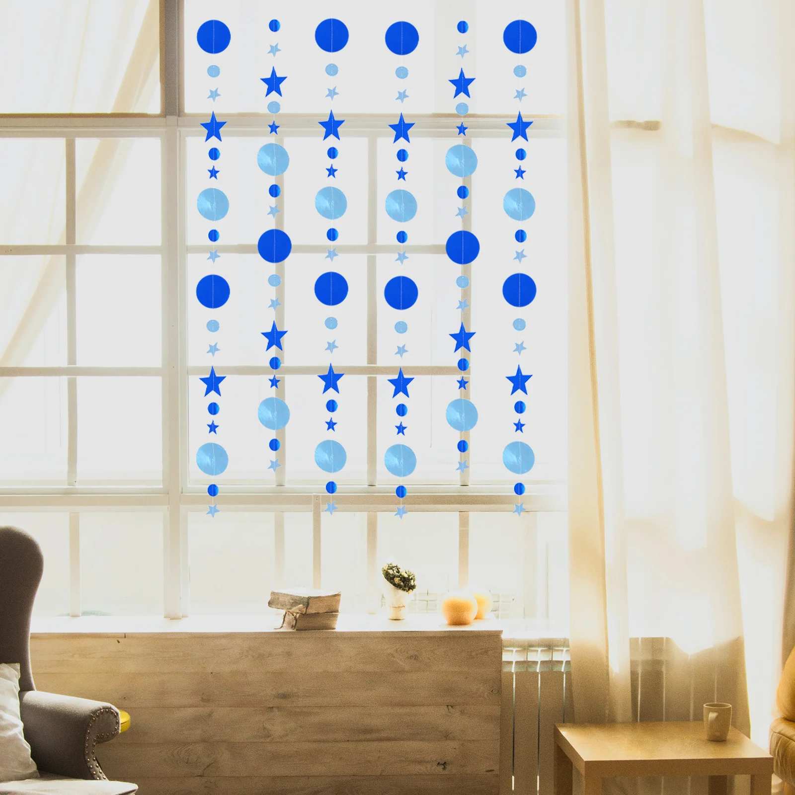 

3Pcs Mirror Paper Garland Star Streamer Kit Bling Party Decorations Christmas Wedding Holiday Background Hanging