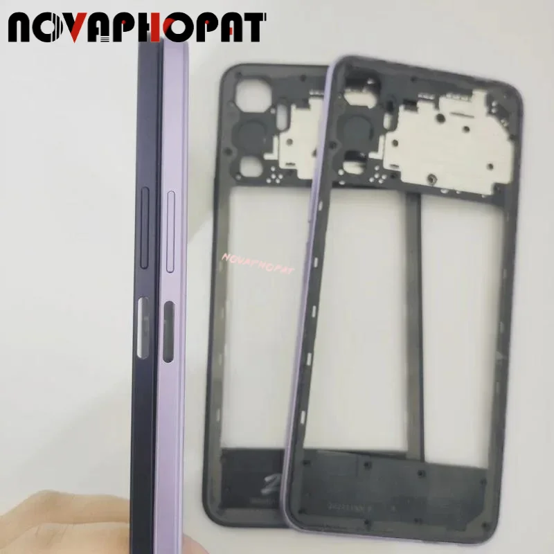 Novaphopat For Infinix Hot 20 X6826 Middle Frame Housing Case Middle Bezel Plate Cover With Side Volume Key Button