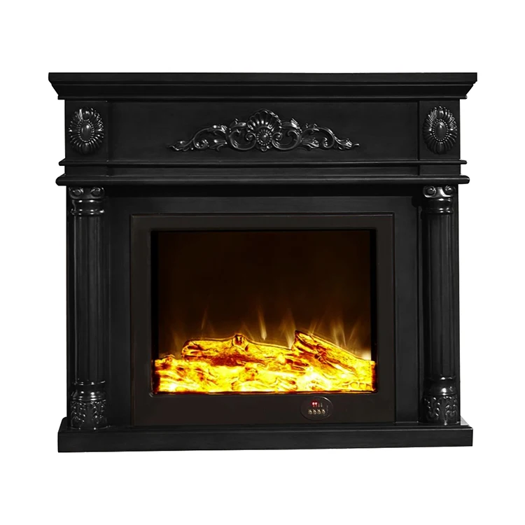 

Indoor Decorative 1.2m Black Mantelpiece Freestanding Fireplace Faux Flame Decorative Heating Fireplace