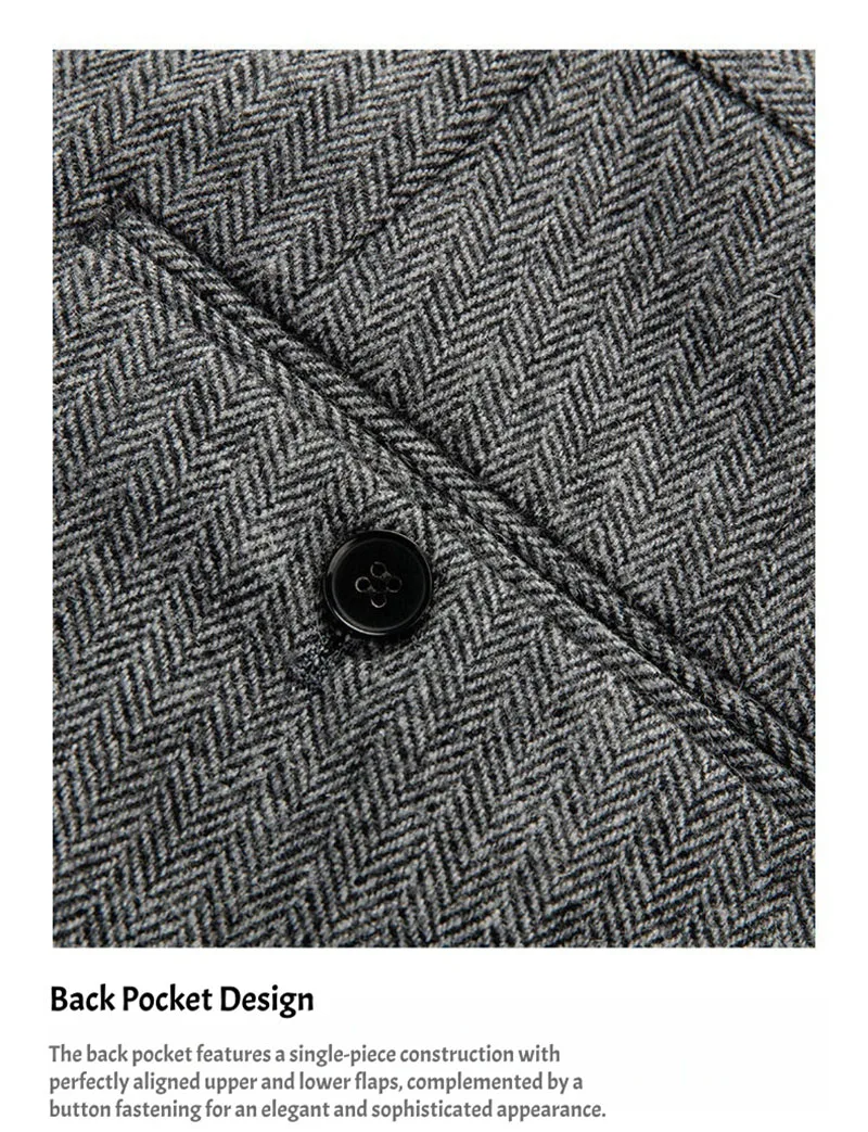 

New Herringbone Wool Trousers Men's Wool Suit Trousers Heavyweight Straight-Leg Business Dad Trousers Autumn/Winter Plus Size
