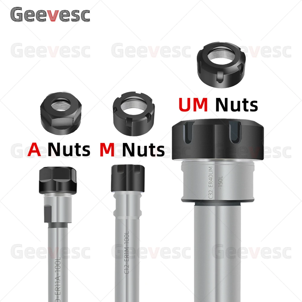 Haste de extensão para porca de rosca ER, ferramentas de usinagem, precisão 0,003, C10, C12, C16, C20, C25, C32, ER8, ER11, ER16, ER20, ER25, ER32