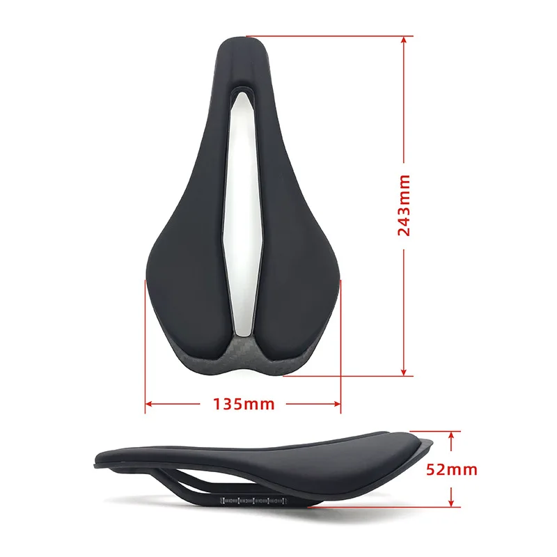 102g Superleichter Vollcarbon-Sattel MTB/Rennrad-Sattel Carbon-Schienen Fahrradsitz 243*135mm – Detail 1