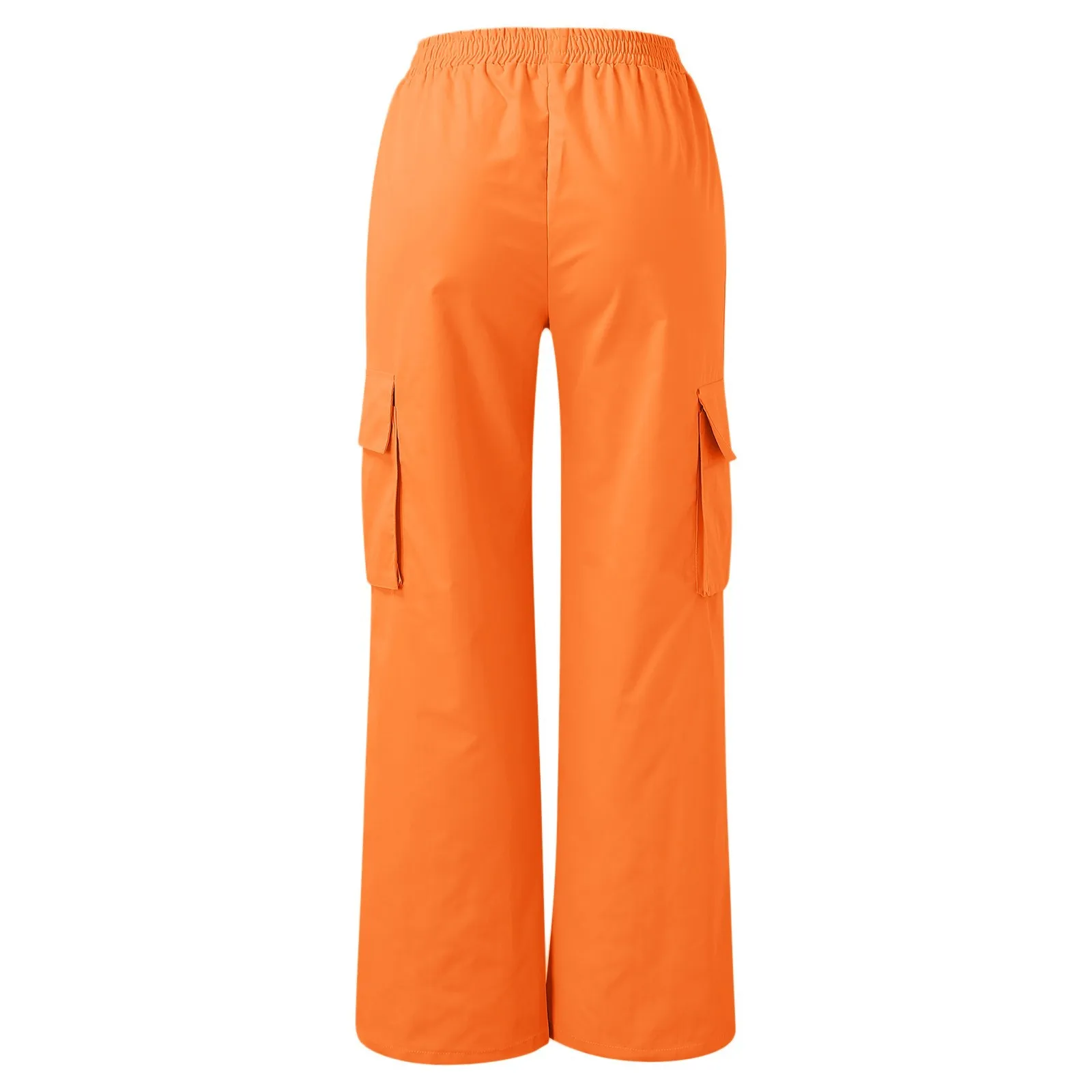 Women Cargo Pants Side Flap Pocket Trousers Solid Color Elastic Waist Wide Leg Female Pants Casual Korean Joggers Sweatpants
