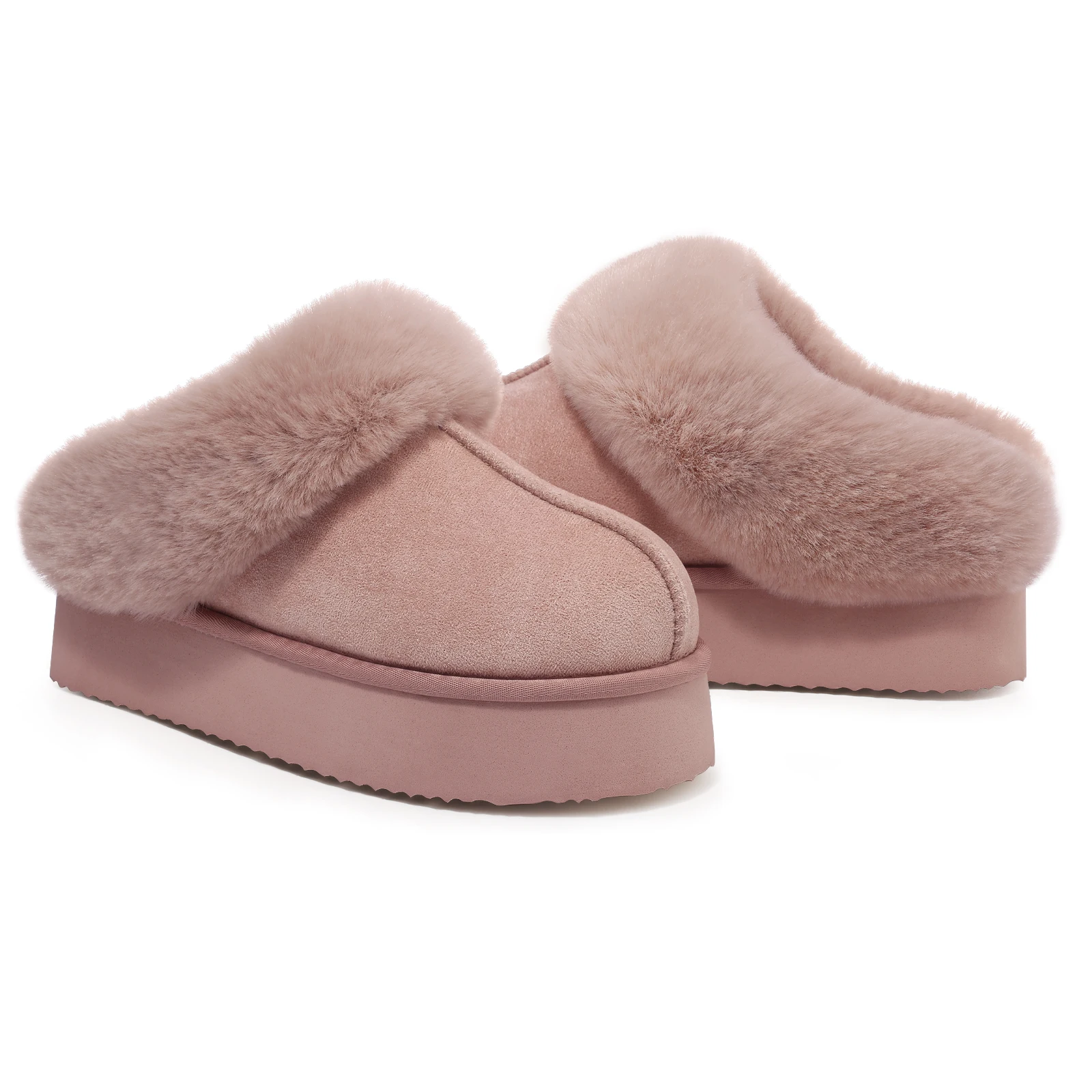 Bebealy Winter Women Slippers Indoor Fluffy Fur Slippers Outdoor Warm Fuzzy Antiskid Slippers Fashion Warm House Suede Slippers