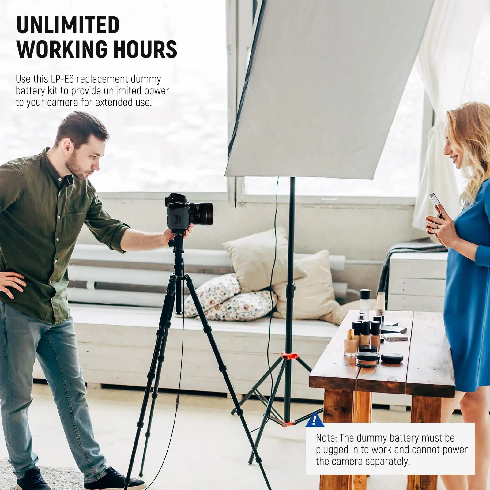 NEEWER 더미 배터리 교체품 (캐논 EOS R Ra R5 R5C R6 R6II R7 5D 6D 7D Mark II/III/IV 5DS 5DSR 용 LP-E6 LP-E6N LP-E6NH 호환)