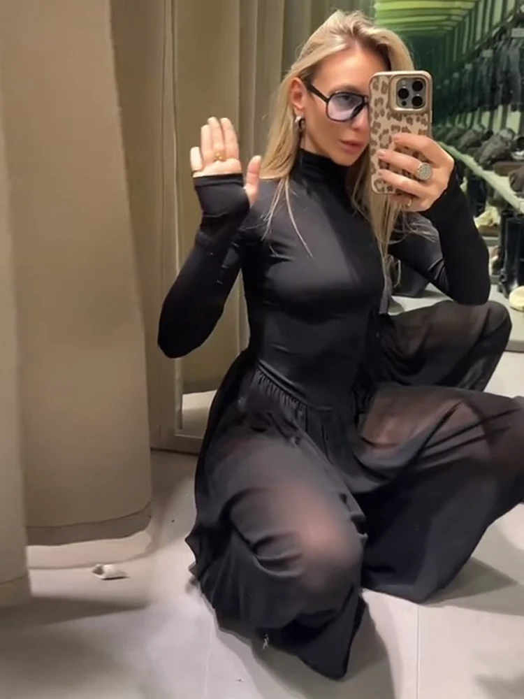 

Женский прозрачный комбинезон, шикарный черный облегающий топ с глубоким V-образным вырезом и открытой спиной, шикарная вечерняя клубная одежда, элегантный коктейльный наряд, уличная одежда