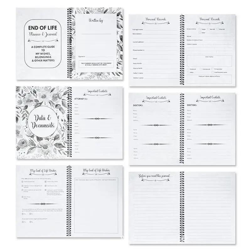 Planificador de fin de vida, libro de planificación de muerte, carpeta de preparación de documentos de cuenta final para servicio al cliente
