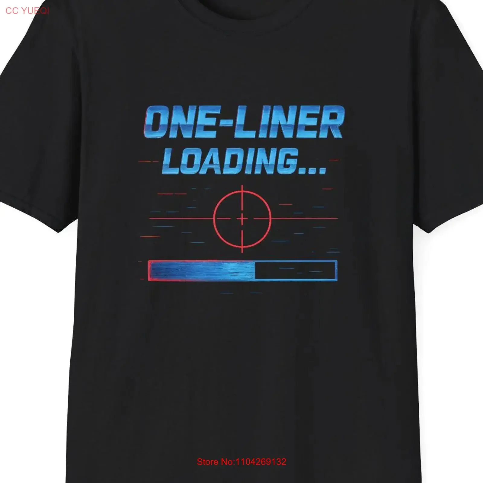 One Liner Loading Retro Action T Shirt Blue Red Glitch Style 80s 90s Movie Lover vintage Washed graphic Top For Everyday Wear