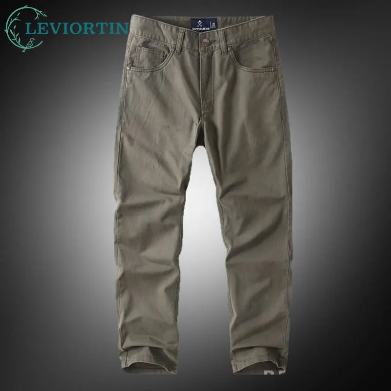 

Мужские брюки-карго из чистого хлопка в стиле ретро, повседневные прямые брюки в стиле Харадзюку, модные свободные длинные брюки, мужские рабочие брюки