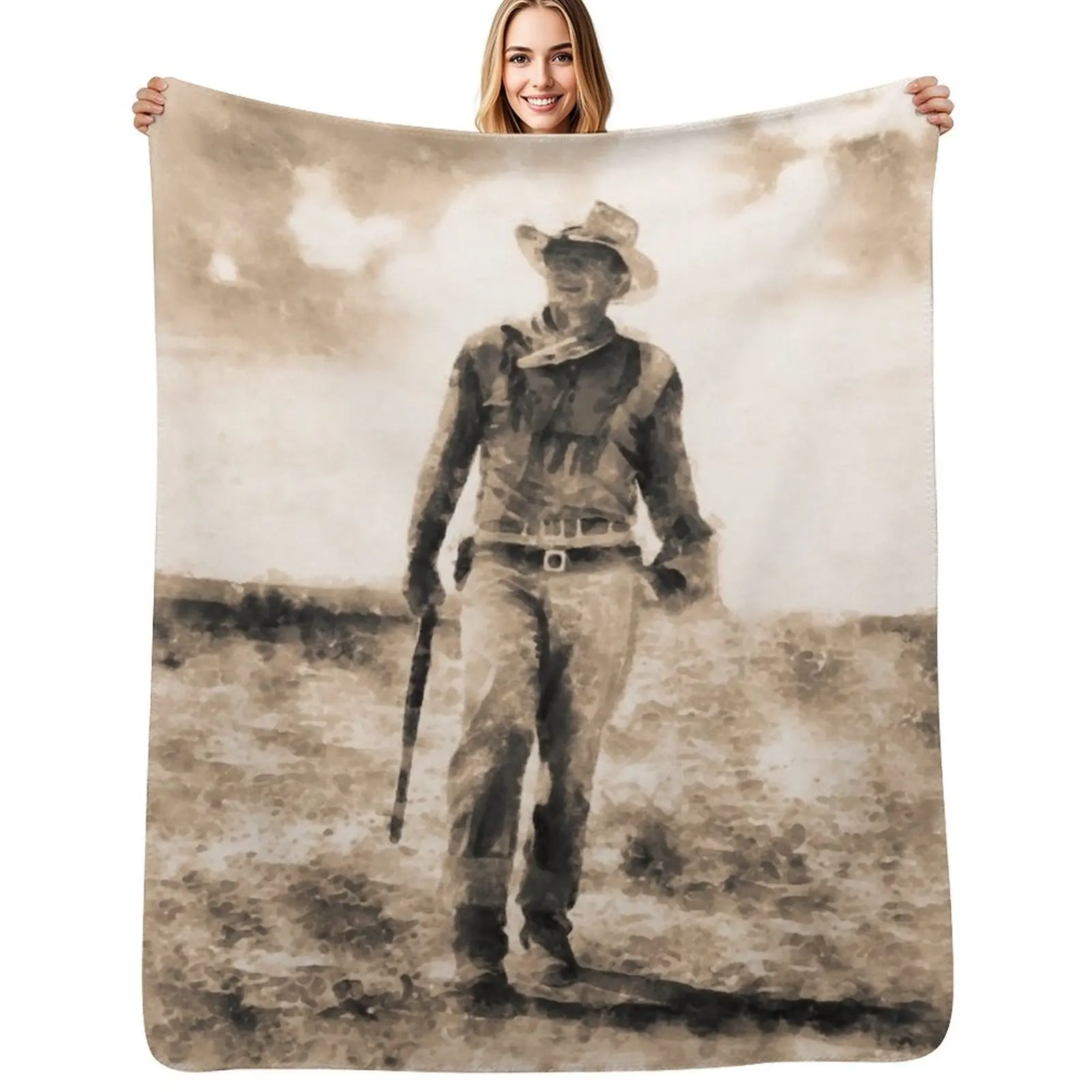 John Wayne Throw Blanket Durable Warm Blanket for Daily Home Use