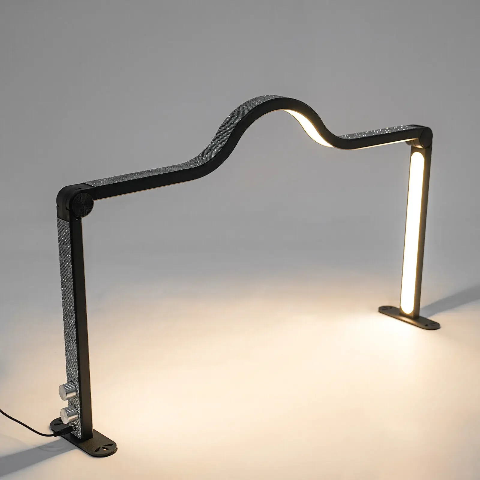 調光可能な 48W ネイルテックランプ – 3 つのライトモード (3000K-6000K)、折りたたみ式デスクマニキュアランプ、ブラック