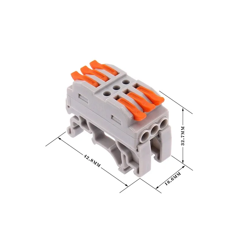 Conector de cable multi-in tipo Riel, bloque de terminales de conexión rápida tipo prensa, línea de distribución tipo enchufable