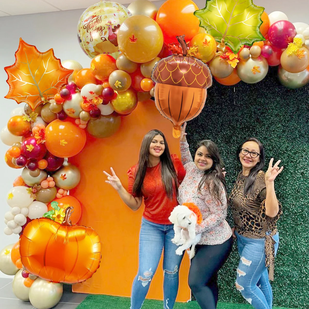 مجموعة قوس إكليل بالون الخريف، عيد الشكر السعيد، موضوع الحصاد، حفلة العشاء، جمع الأصدقاء للاحتفال بعيد الميلاد