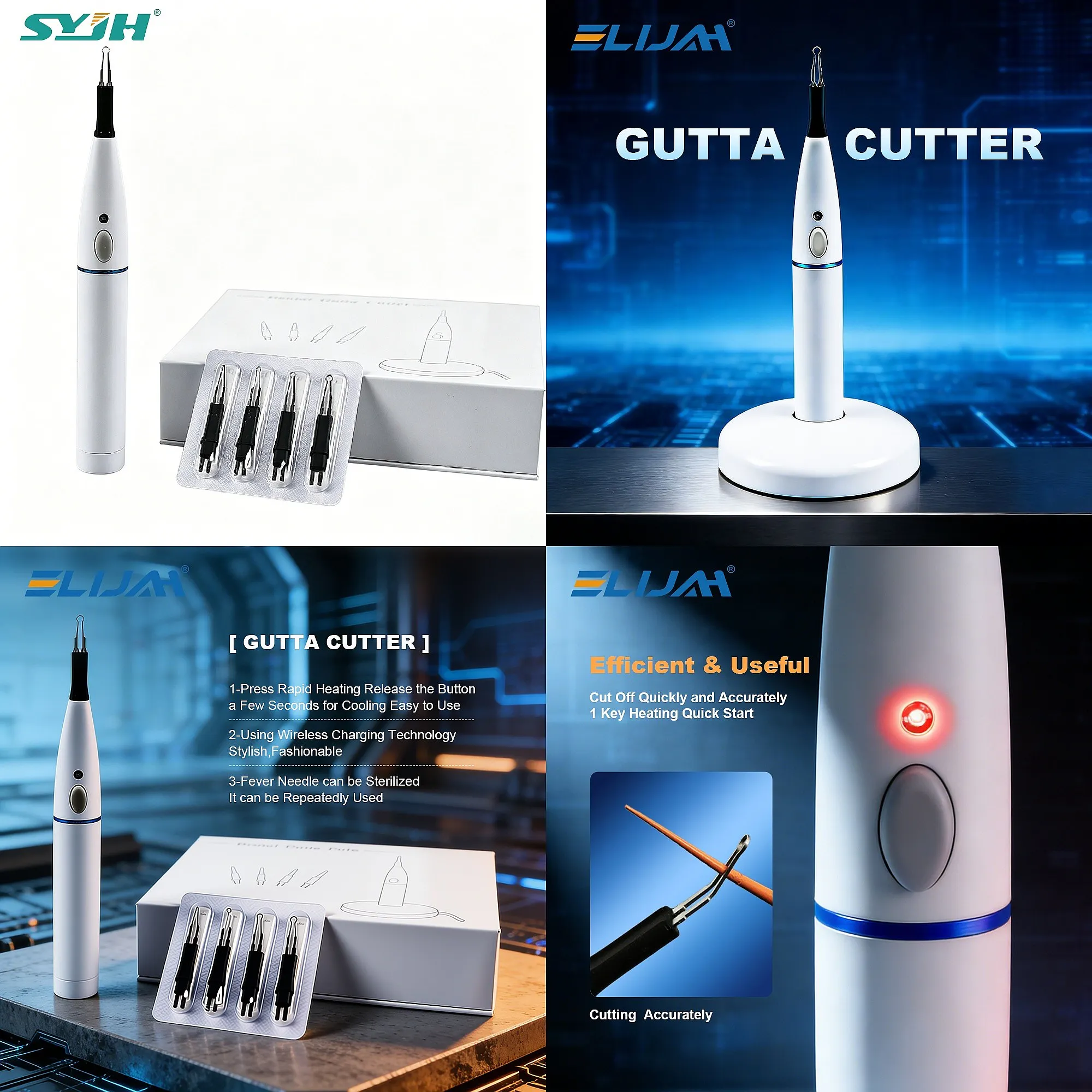 Dentals Gutta Percha Cutter 4 Tips Dissolved Breaker Root Canal Obturation Endodontic Tool