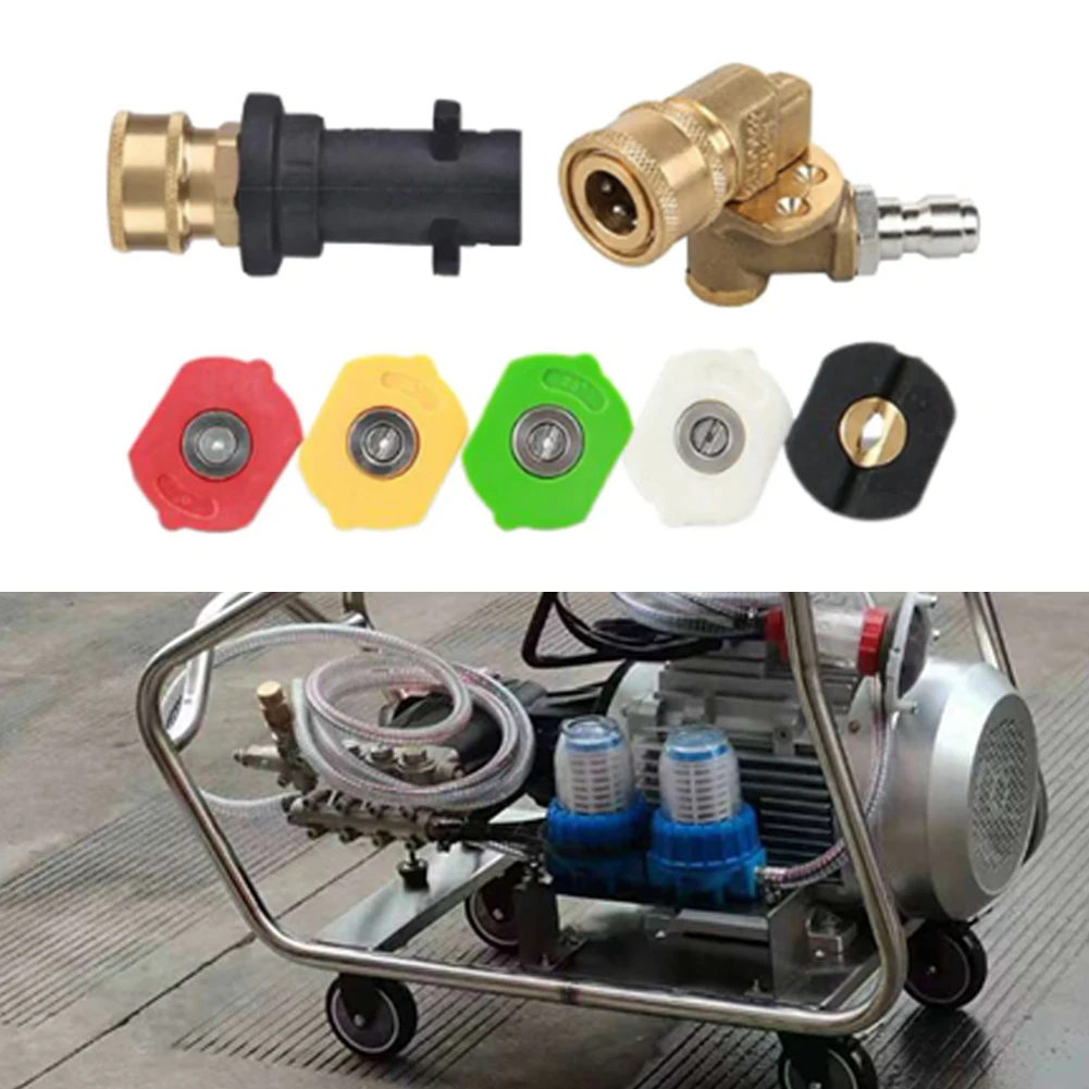 High Pressure Cleaner Swivel With 5 Nozzles And Adapters For Cleaning Tasks Quick Adapter Car Washing Nozzle