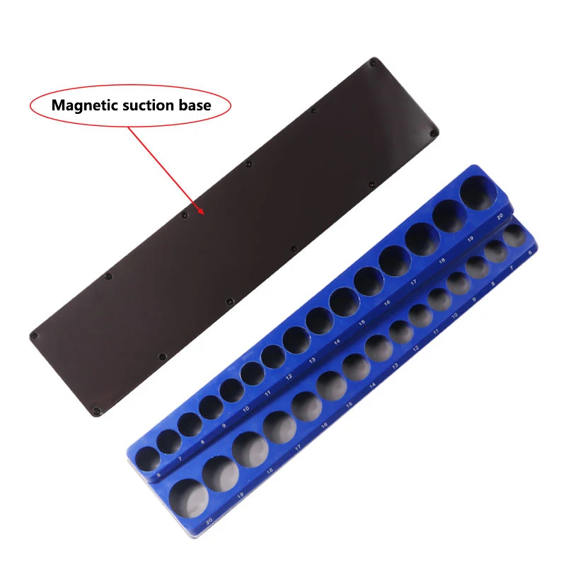 Red Magnetic Sockets Storage Rack 1/4In 3/8In 1/2In Plastic Socket Display Holder Kit Professional Metric British Tool Organizer