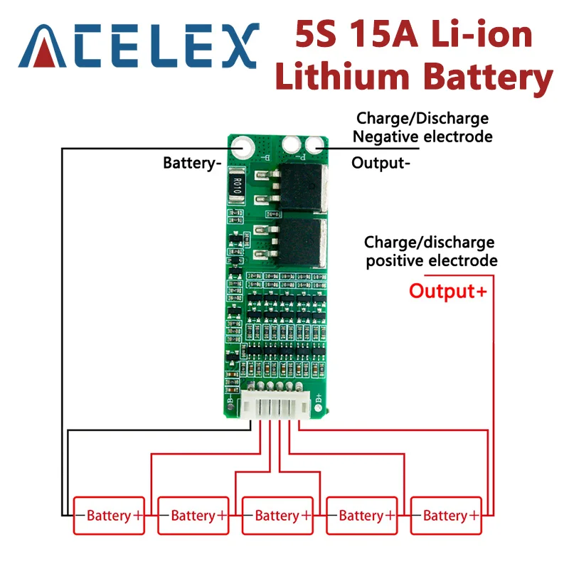 5S 15A Li-ion Lithium Battery BMS 18650 Charger Protection Board 18V 21V Cell Protection Circuit