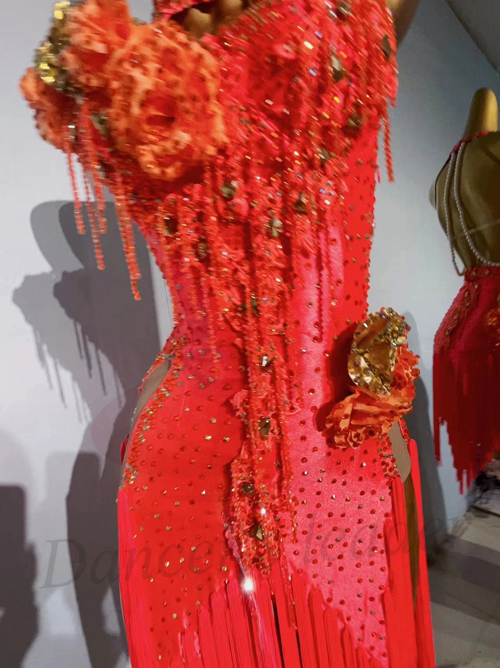 

Платье для латинских танцев для взрослых и детей, высококачественное платье с цветочной кисточкой из камня AB, черное женское платье для бассейна, танго