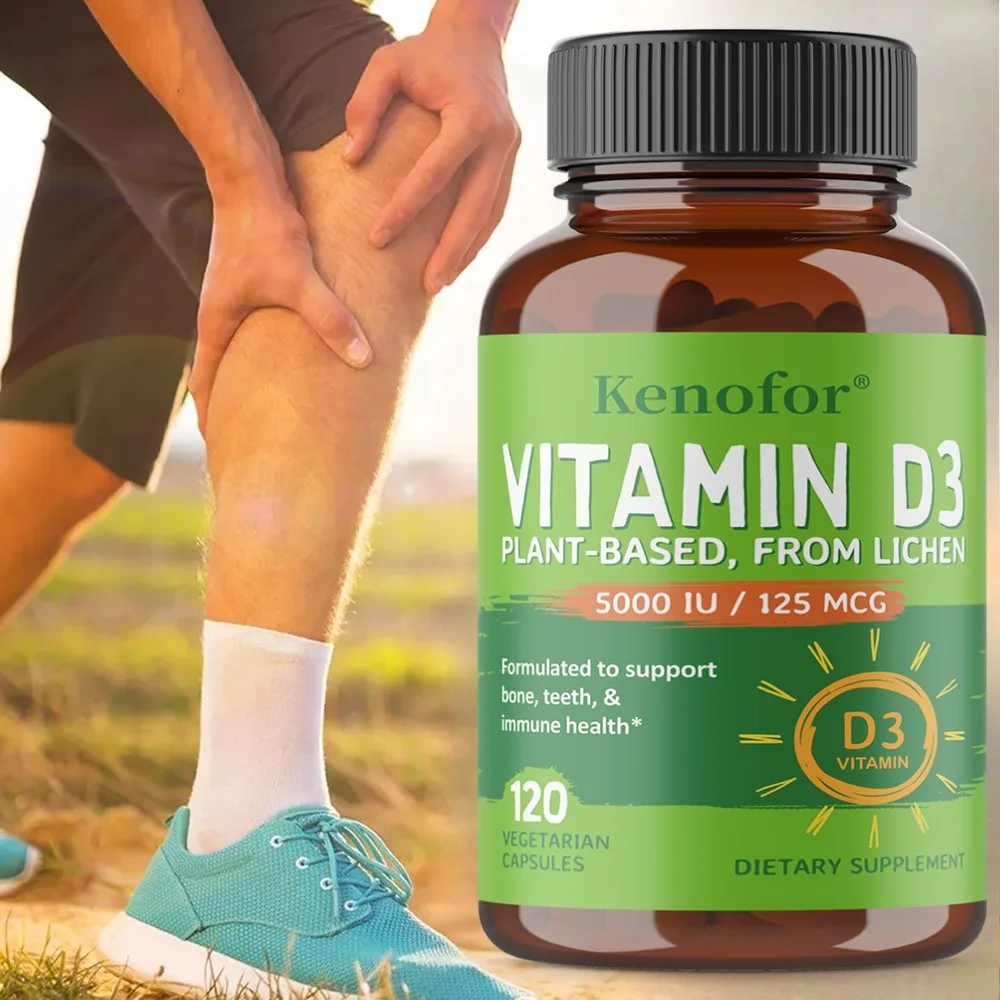 Vitamin D3 5000IU Capsules - Support Brain, Heart, Joint, Bone & Skin Health, Antioxidant, Immunity Boost Supplement