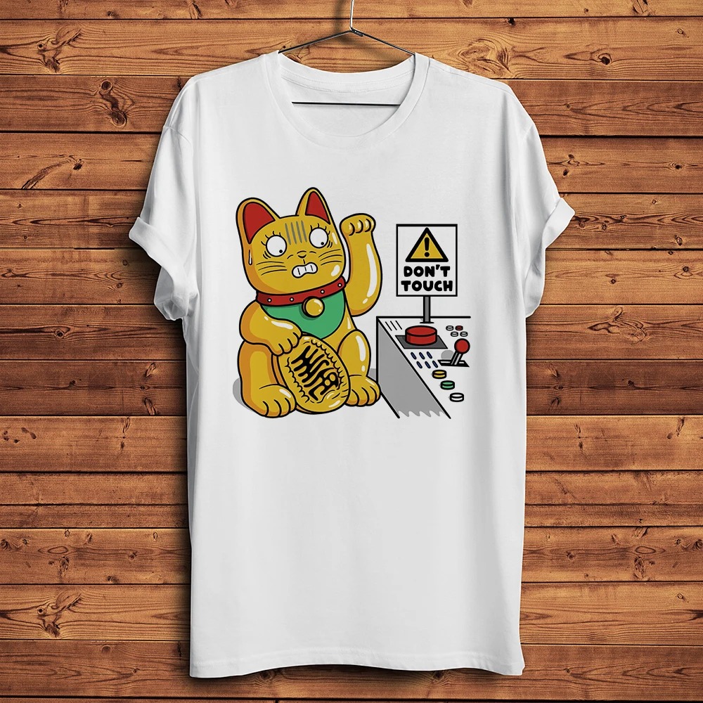 Maneki Neko fortune cat Funny anime TShirt homme o-neck Short Sleeve Unisex Streetwear breathable T shirt Men Tee