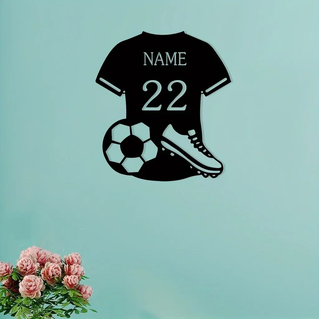 HELLOYOUNG  Iron Art Silhouette American Football Jersey Name Number Customized Wall Hanging Decoration Home Decor Sport Sign