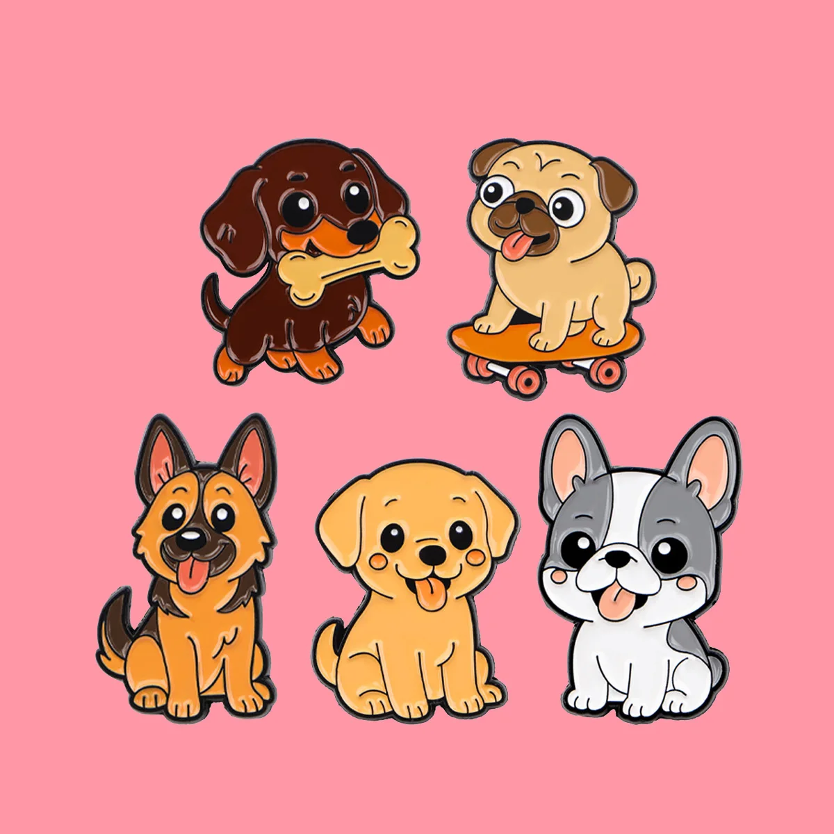 Niedliche Haustierhunde Emaille Pins Cartoon Tiere Brosche Anstecknadel Abzeichen auf Rucksack Kleidung Accessoires Modeschmuck Freunde Geschenke