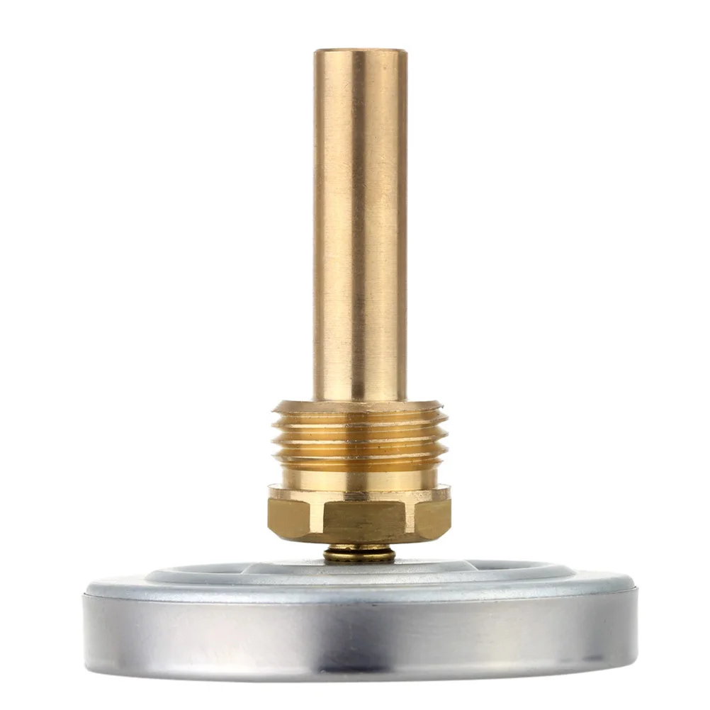 

High Precision Water Thermometer 63mm Aluminum Horizontal Mounting Dial Temperature Gauge Hot Liquid Measurement Removable Brass
