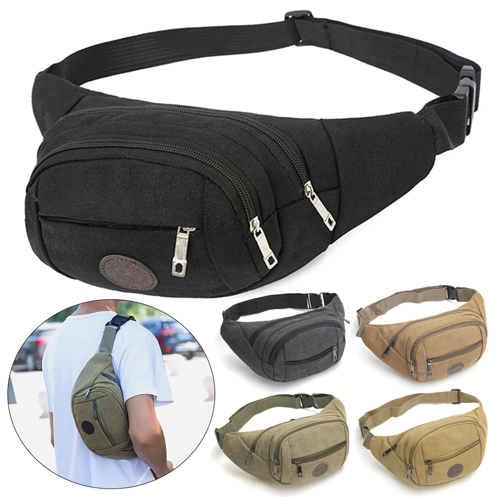 Canvas Waist Bag Fashion high-capacity Waterproof Waist Packs Outdoor Sports Fanny Pouch Women Men