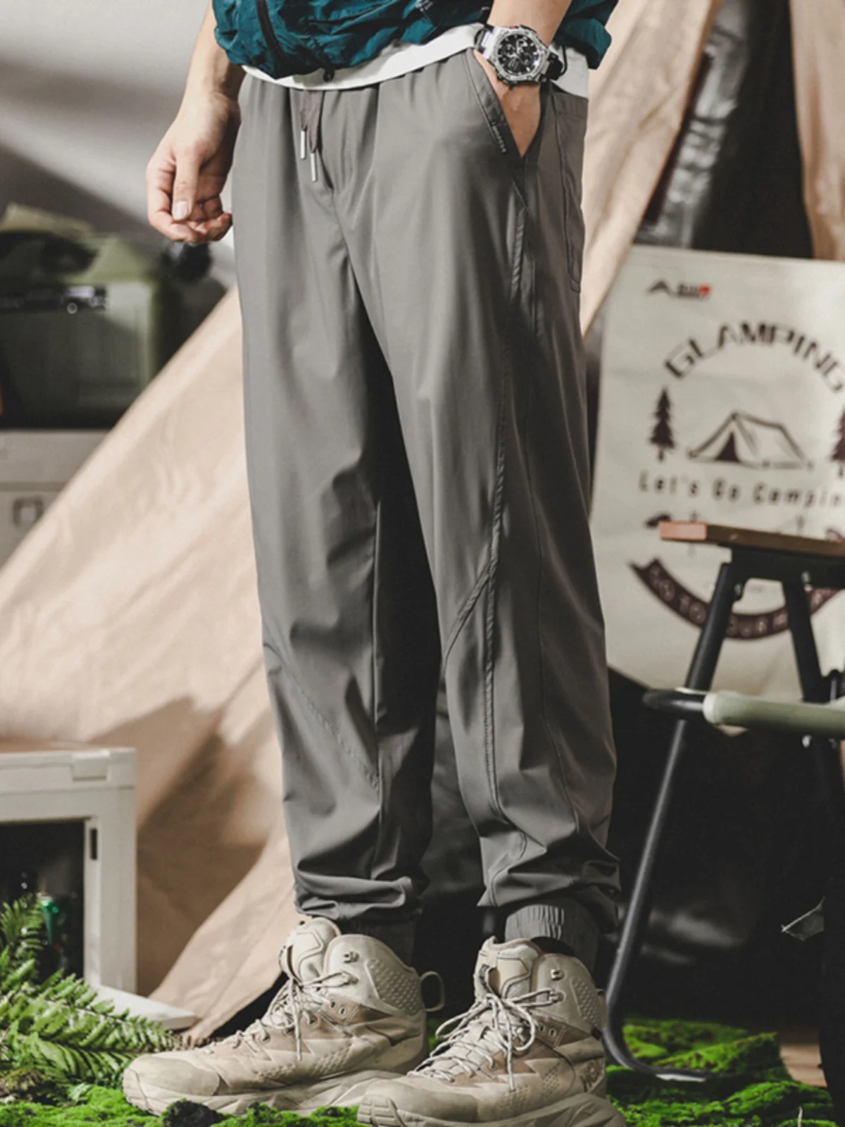 

Jieren Ice Silk Men's Summer Thin Loose Straight Casual Pants American Cool Qui Dry Sports Trousers Faionable Youthwear