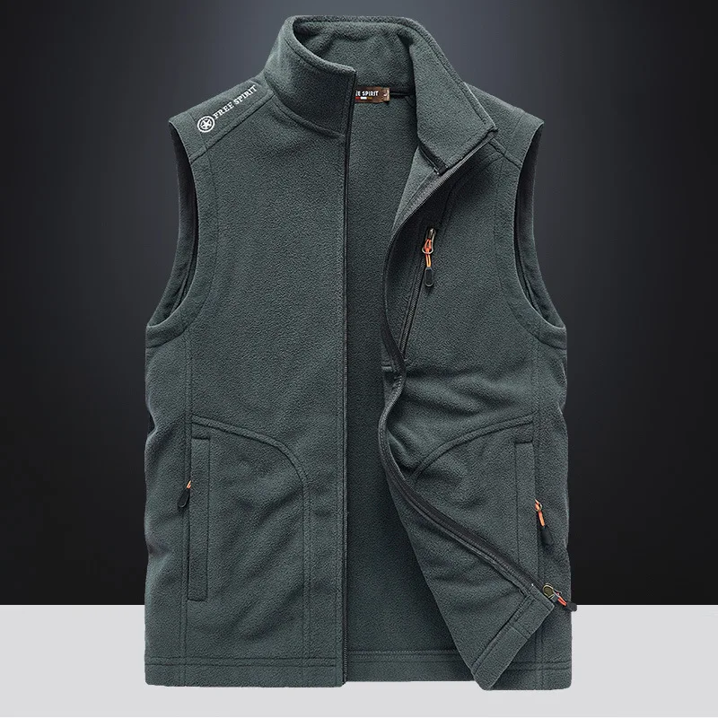 

Vest Men's Spring And Autumn Spring Fleece Sleeveless Fleece Vest Outdoor Tooling Multi-Pocket Horse Clip Men