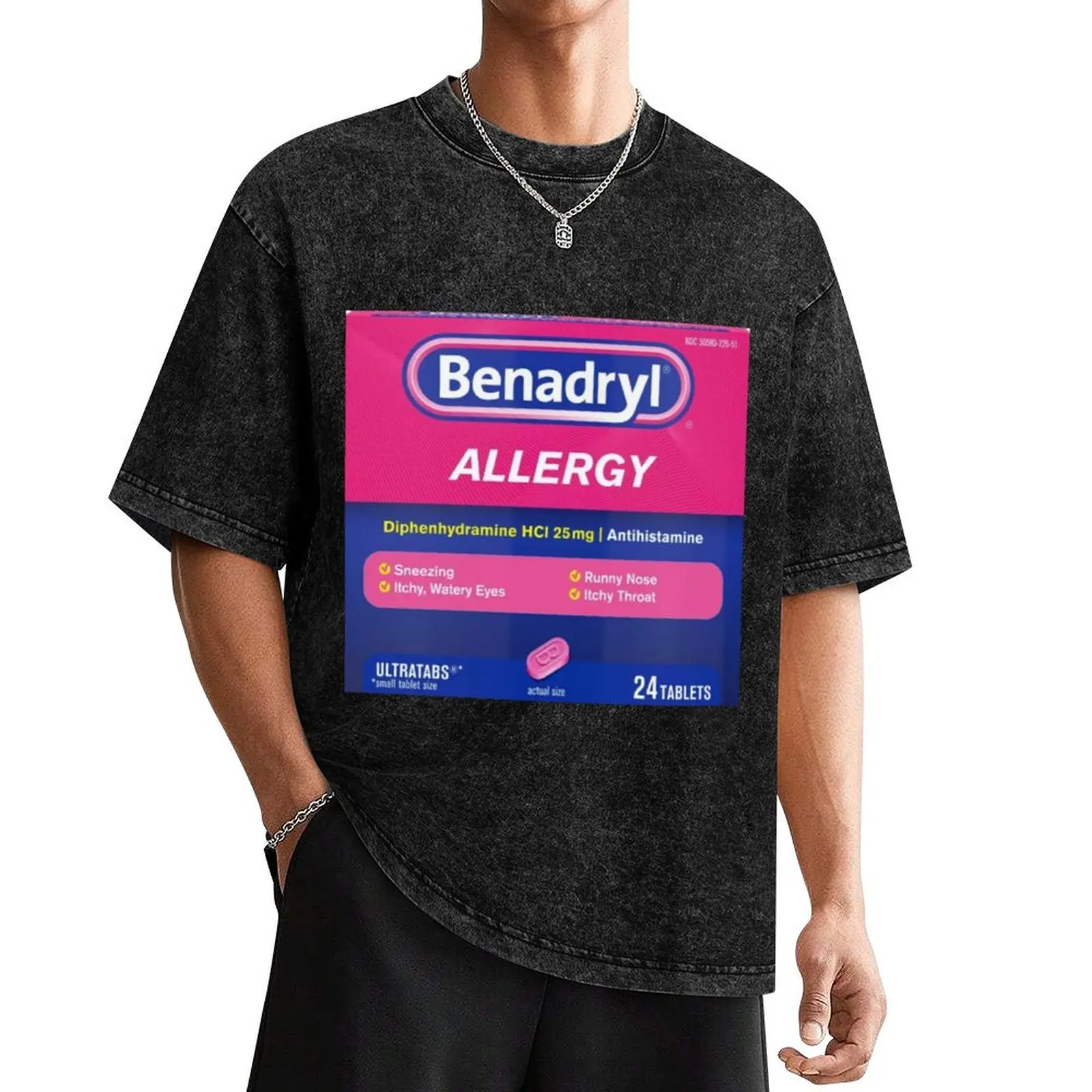 Benadryl-Camiseta con estampado de lengüetas alérgicas para hombre, camisetas divertidas de sudor vintage