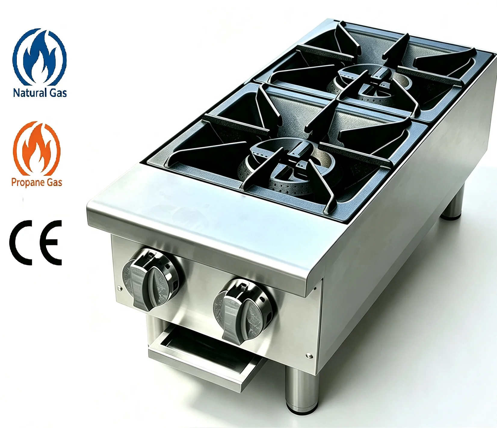 Heavy Duty 2 Burner Commercial Gas Stock Pot Burner Countertop Stainless Steel Table Top Gas Burner For Small Catering Business