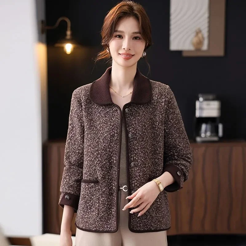 Small Fragrant Jacket Women's Spring Autumn2025New Fashion Coat Short Middle-Aged Mother Overwear Temperament Ladies Outcoat Top