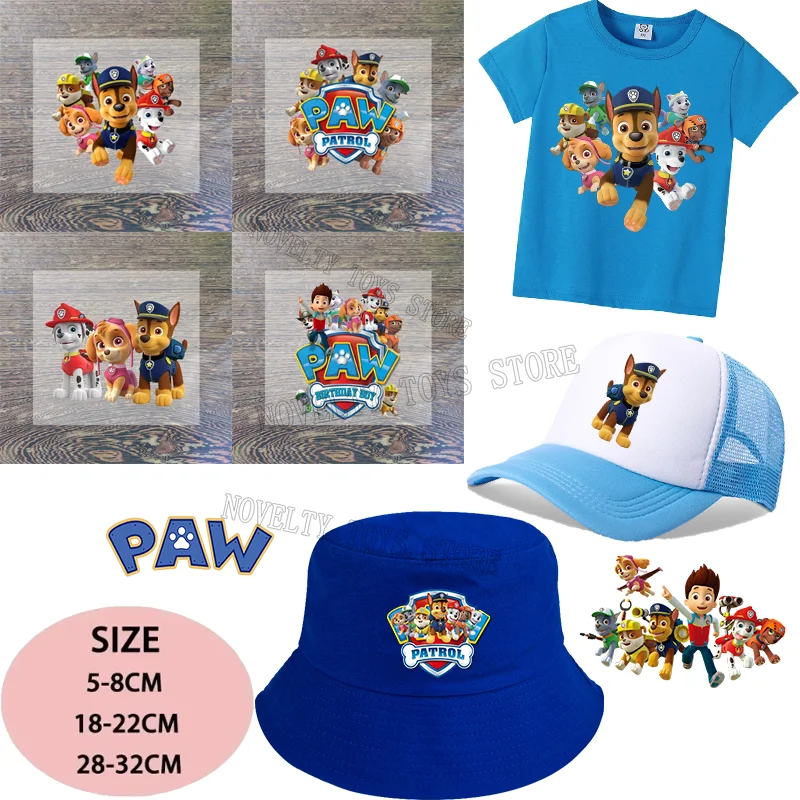 Paw Patrols Iron on Patches Clothes Shirt Chase Skye Diy Heat Transfer Sticker Transfer-Fusible Applique Clothing Patterns Gifts