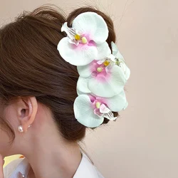 AWAYTR Phalaenopsis Orchid Hair Claw Flower Shark Clip Women Retro Floral Exaggerated Wedding Party Hair Clip Hair Accessories
