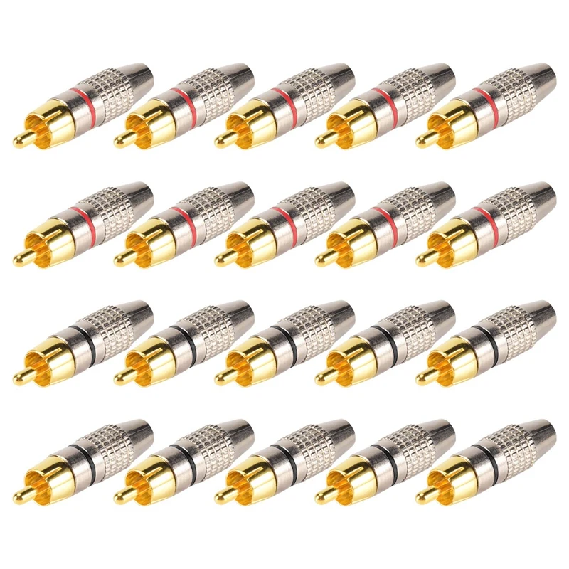 

Новый 20-шт разъем RCA аудио-видео кабельный разъем позолоченный