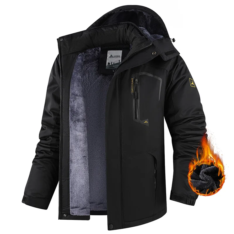 

2026 Jacket Winter Large Size Fleece Warm Outdoor Windproof Mountaineering Suit Cotton Jacket Ski Fishing New