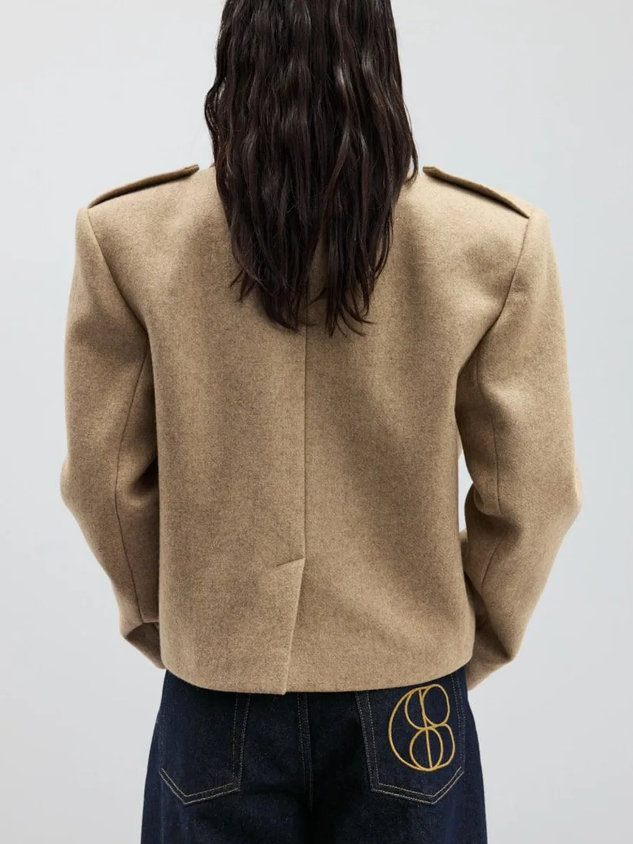 Bornladies frauen Neue Blazer Stil Wolle Mantel Revers Trendy Lose Fit Einfarbig Herbst Winter Mode Retro Jacke