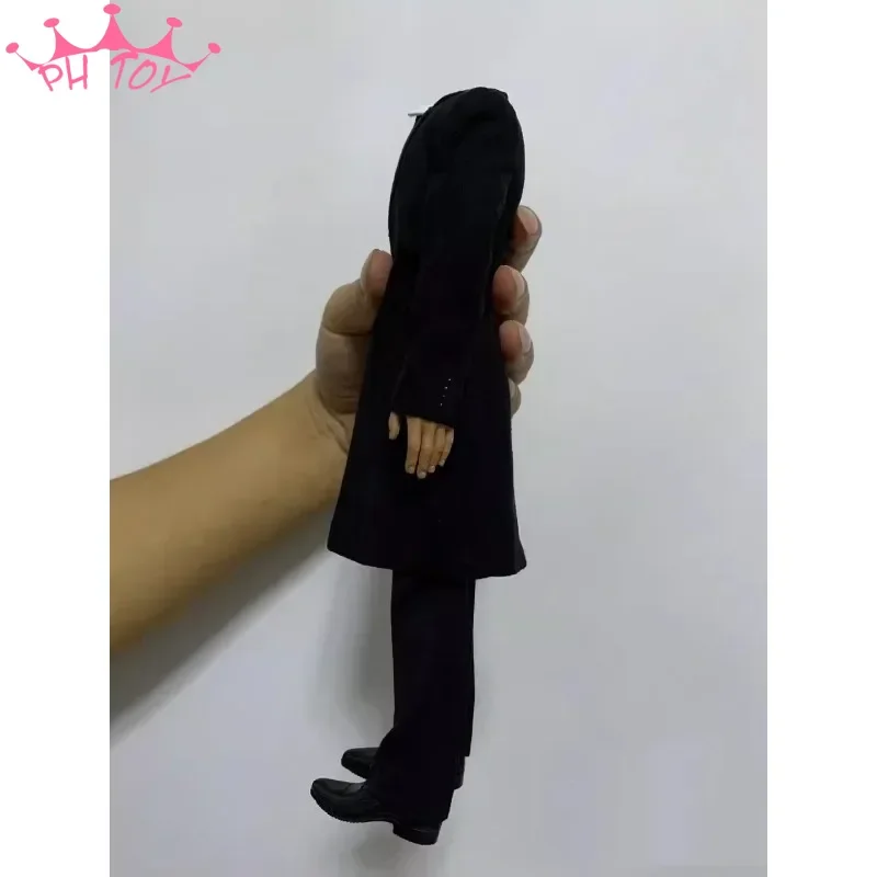 Toy Center-Conjunto de ropa de agente masculino a escala 1/6, abrigo negro ajustado, traje de abrigo, camisa, pantalones, modelo para figura de soldado de 12 ", muñeca corporal