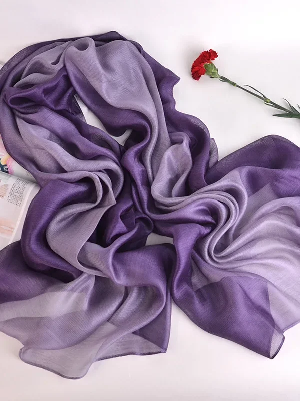 Multipurpose Women Gradient Silk Satin Hair Scarf Fashion Neckerchief Female Hair Ties Headband Hair Ornament FemaleBag Scarves