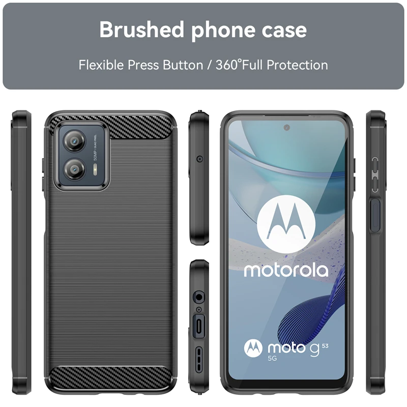 For Cover Moto G53 Case For Moto G53 Capas Carbon Fiber Bumper Back Shockproof TPU Soft Case For Motorola Moto G53 G 53 Fundas