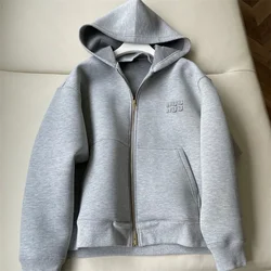 For Women Sports Sweater Ml231167 with Hoodie Design Gray Colour Autumn Oversized Sweater Jumper Long Sleeve Zipper Coat Loose