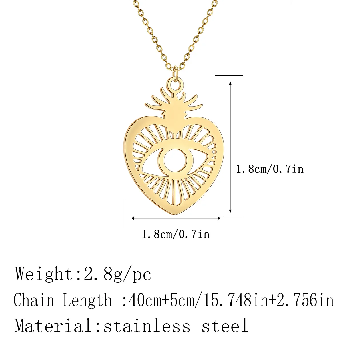 Kinitial Stainless Steel Heart Shape Pendant Necklace Women Ethnic Jewelry Ancient Evil Eyes Turkish Necklace