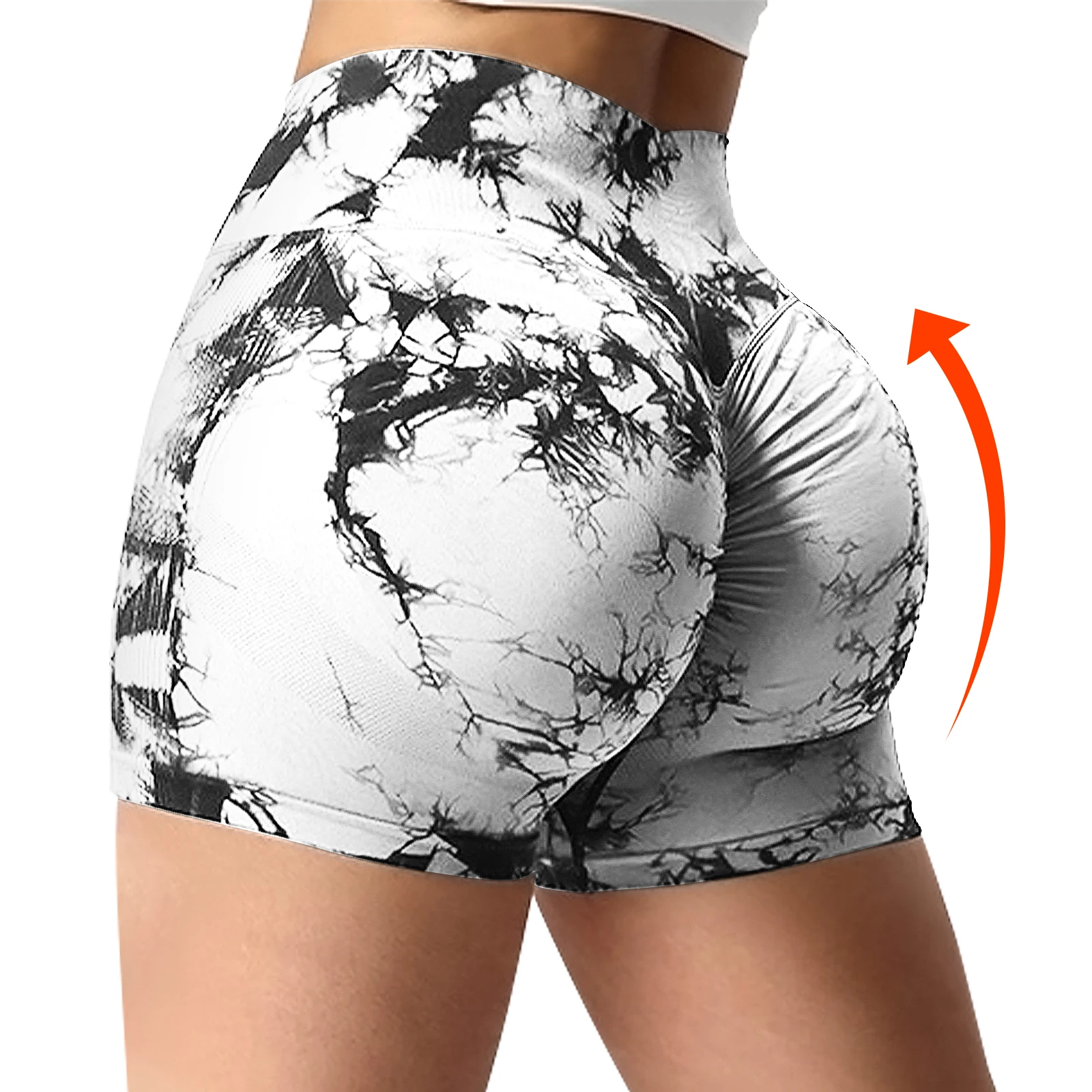Seamless Tie Dyed Sports Pants High Waisted And Tight Fitting Shorts Suitable For Wmen's Yoga Fitness And Daily Wear