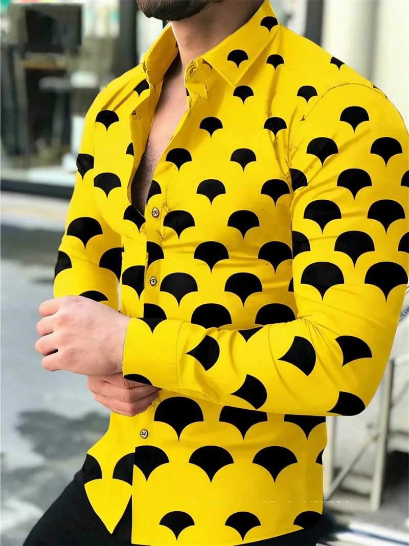 

Новая модная стильная повседневная мужская рубашка в стиле Харадзюку с длинным рукавом и 3D принтом листьев вентилятора на пуговицах с длинным рукавом