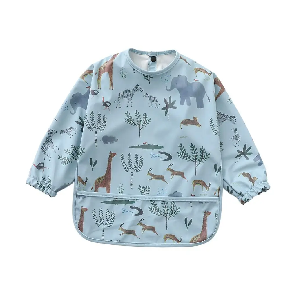 

Мягкий детский нагрудник, который можно стирать в машине, регулируемый нагрудник для детей 6–54 месяцев, водонепроницаемый детский халат с длинными рукавами, детский халат