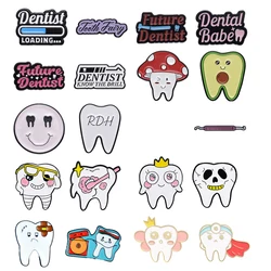 Creative Tooth Enamel Brooch Future Dentist Avocado Scalpel Bow Toothbrush Rabbit Fruit Princess Tooth Badge Punk Pins Jewelry