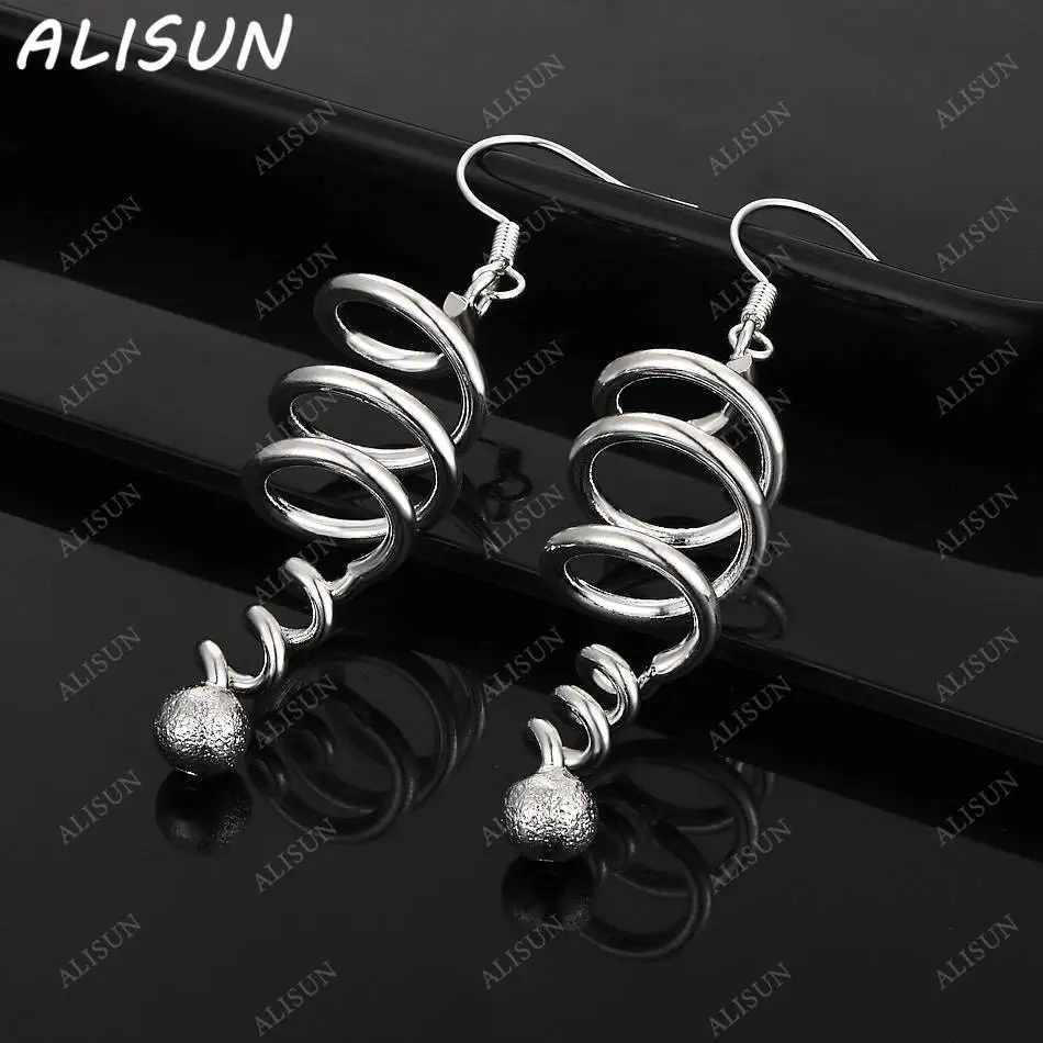 

ALISUN 925 Sterling Silver Design Curly Earrings Drop Earrings For Women Creativity Gifts Street All-match Party And Daily Wear
